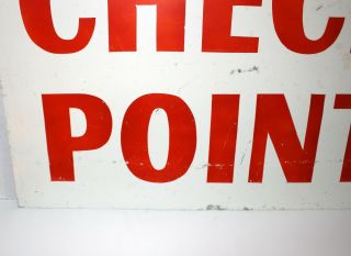 VINTAGE MILITARY CHECK POINT METAL SIGN,  RACE TRACK,  U.  S.  ARMY,  SECURITY 21 x 16 4