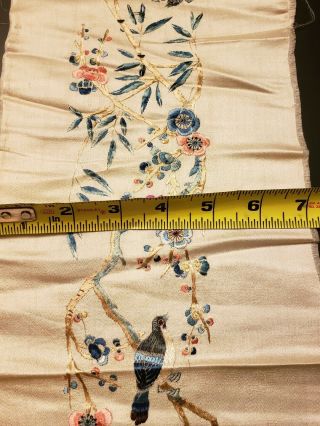 Pair Antique Qing Dynasty Chinese Silk Embroidery Panels Sleeve Bands 7