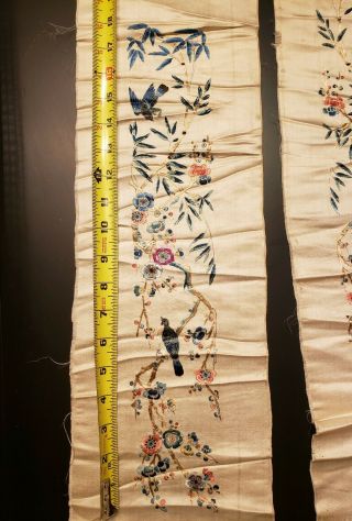 Pair Antique Qing Dynasty Chinese Silk Embroidery Panels Sleeve Bands 8