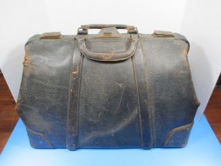Antique Large Authentic Leather Doctor Style Bag And Tote 23 " X 12 " X 14 " Vsl
