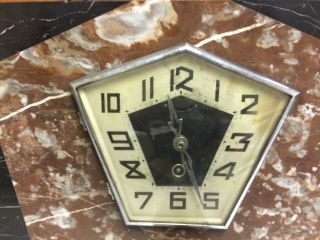 Art Deco Marble Onyx Mantle Clock w/ matching Garnitures 7