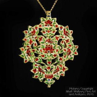 Indian Mughal Jewelry Gold,  Diamond and Enamel Pendant / Necklace,  19th Century 2