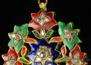 Indian Mughal Jewelry Gold,  Diamond and Enamel Pendant / Necklace,  19th Century 6