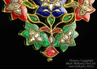 Indian Mughal Jewelry Gold,  Diamond and Enamel Pendant / Necklace,  19th Century 7