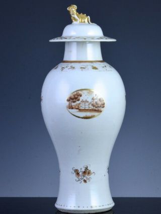 Fine & Rare 18thc Chinese Qianlong Export American Market Scenic Meiping Vase