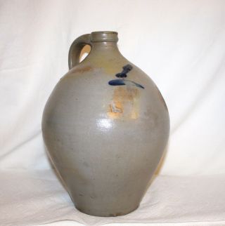 N Clark & Co Lyons Stoneware Cobalt Decorated Jug With Handle