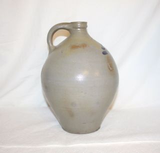 N CLARK & CO LYONS STONEWARE COBALT DECORATED JUG WITH HANDLE 6
