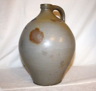 N CLARK & CO LYONS STONEWARE COBALT DECORATED JUG WITH HANDLE 8