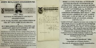 Civil War President Lincoln Assassination General Colonel Ny Adj Letter Signed