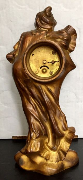 Haven Figural Metal Clock Art Nouveau 1900s 6