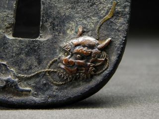 RARE ONI Demon TSUBA 18 - 19thC Japanese Edo Samurai Koshirae Antique 4