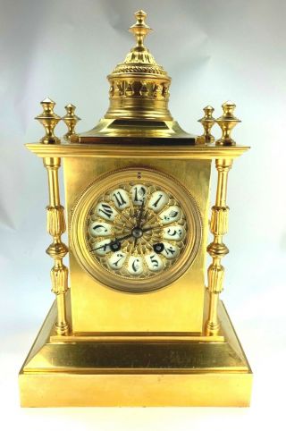 Antique 1880 Elegant Japy Freres Solid Gilt Bronze Bracket Clock Made In France