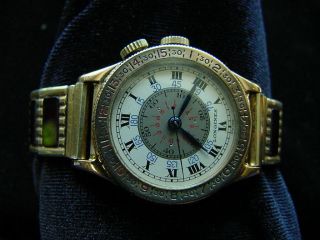 LONGINES LINDBERG ROTATING BEZEL MOVABLE CENTER DIAL.  A VERY RARE WATCH. 11