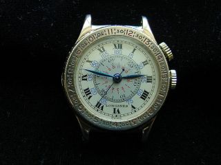 LONGINES LINDBERG ROTATING BEZEL MOVABLE CENTER DIAL.  A VERY RARE WATCH. 5