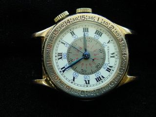 LONGINES LINDBERG ROTATING BEZEL MOVABLE CENTER DIAL.  A VERY RARE WATCH. 9