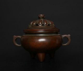Large Perfect Antique Chinese Bronze Incense Burner Xuande Mark - Louts Seedpod
