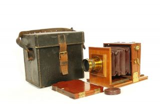 Ca.  1880 Marion & Co 1/4 Plate Wood Tailboard Camera W/original Case