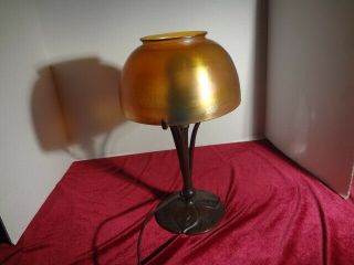 Authentic Tiffany Studios Desk Lamp Base With Aurene Shade.  426