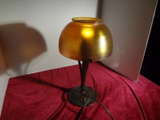 AUTHENTIC TIFFANY STUDIOS DESK LAMP BASE with AURENE SHADE.  426 4