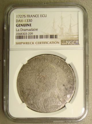 1762 La Dromadaire Shipwreck Recovered 1727 - S France Silver Ecu NGC 3