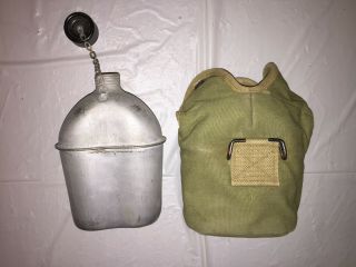 VINTAGE RARE 1943 WW2 US ARMY CANTEEN WITH CASE 5