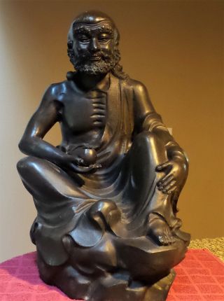 Rare Large Seated Antique Bronze Sculpture Buddha Statue Figure 23 " X 12 " X 13 "