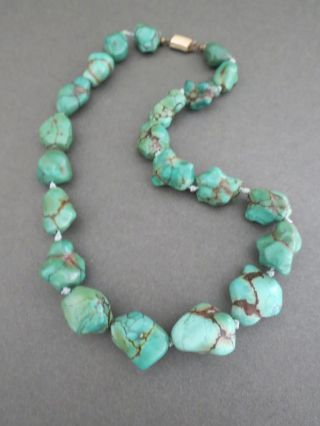 Vintage Chinese Turquoise Necklace Gold Plated Clasp