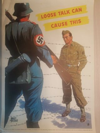 World War 2 War Poster " Loose Talk Can Cause This ".  Cond.