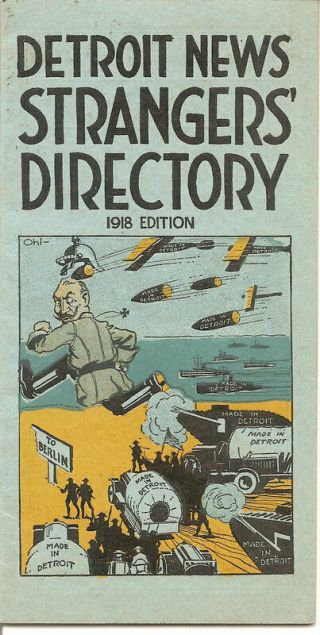 1918 Detroit News Strangers Directory Guide Wwi Kaiser Wilhelm Ii Comical Cover