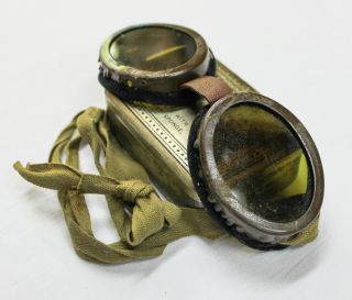 1941 WWII BRITISH ARMY GOGGLES WITH CASE VERY RARE 2