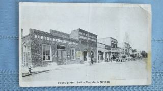 1910s Battle Mountain Nevada Front Street Real Photo - Post Marked - Nevada Mining