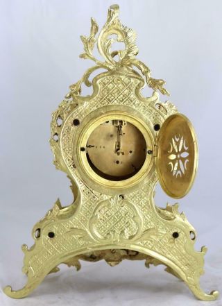 Antique Mantle Clock French Lovely 1870s Embossed Rococo Bronze Single Train 12