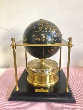 Rare Vintage English Made Royal Geographic Society World Globe Clock By Elliott