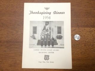 1954 Uscg Coast Guard Thanksgiving Dinner Menu Cape May Jersey