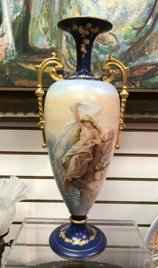 Antique 1890s Cac American Belleek Hand Painted Nude Vase Rare
