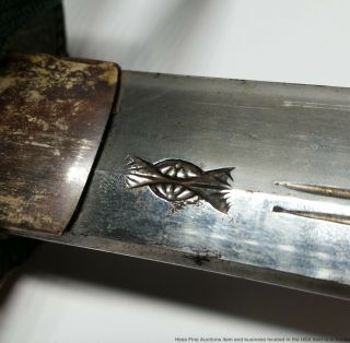 Antique Circa 1390 Nihonto Samurai Sword SIGNED Japanese Gold Inlay TSUBA Curved 2