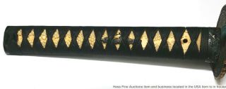 Antique Circa 1390 Nihonto Samurai Sword SIGNED Japanese Gold Inlay TSUBA Curved 8