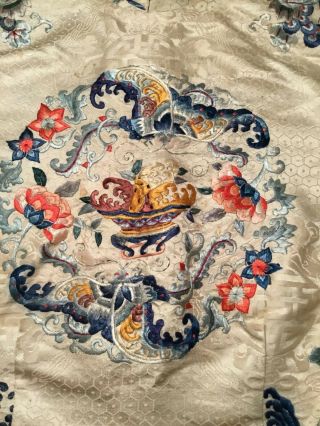 ANTIQUE 19TH/ 20TH QI ' ING CHINESE EMBROIDERED SILK ROBE JACKET SKIRT EMBROIDERY 11