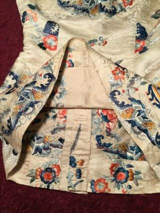 ANTIQUE 19TH/ 20TH QI ' ING CHINESE EMBROIDERED SILK ROBE JACKET SKIRT EMBROIDERY 12