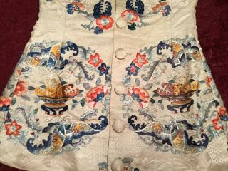 ANTIQUE 19TH/ 20TH QI ' ING CHINESE EMBROIDERED SILK ROBE JACKET SKIRT EMBROIDERY 6