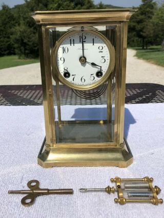 1900’s Antique Ansonia Crystal Regulator Mantel Clock Not Parts