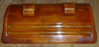 Deco Butterscotch Amber Bakelite Double Ink Stand See All Images
