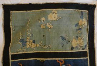 Rare Chinese Imperial Embroidered Silk,  5 claw dragon.  Lt.  18thc.  38” x 15 3/4”. 5