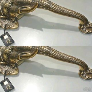 2 large elephant DOOR handle pull solid brass hollow vintage style look 13 