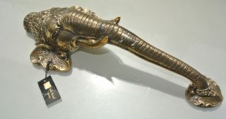 2 large elephant DOOR handle pull solid brass hollow vintage style look 13 