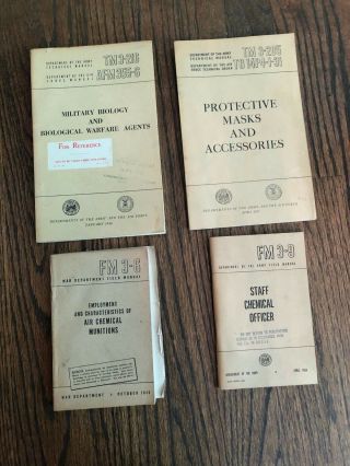 4 Manuals Chemical Biological Warfare Cold War Era Tm 3 - 216,  205,  Fm 3 - 9,  3 - 6