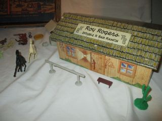 Vintage MARX Roy Rogers Rodeo Ranch Playset with Tin Cabin & Box 6