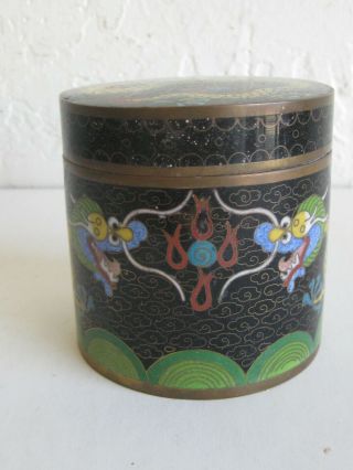 Fine Old Antique Chinese Cloisonne Enamel Copper Dragon Lidded Box Jar Late Qing 10