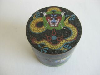 Fine Old Antique Chinese Cloisonne Enamel Copper Dragon Lidded Box Jar Late Qing