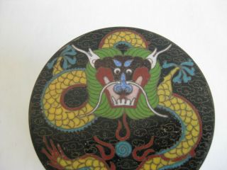 Fine Old Antique Chinese Cloisonne Enamel Copper Dragon Lidded Box Jar Late Qing 2